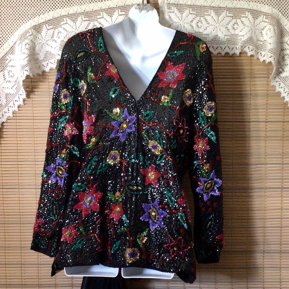 Stunning beaded, sequins, 💯% silk - Picture 5 of 16